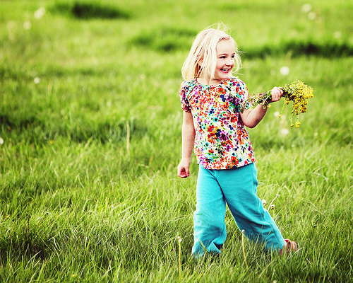 Self Esteem Child Picking Flowers
